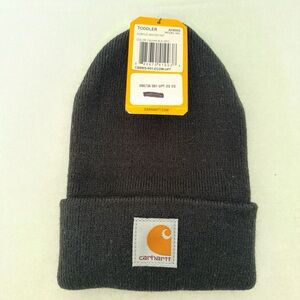 Carhartt Toddler Beanie in Black with Orange Patch